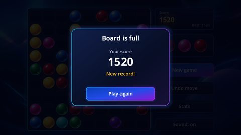 The end of a game, showing a new record