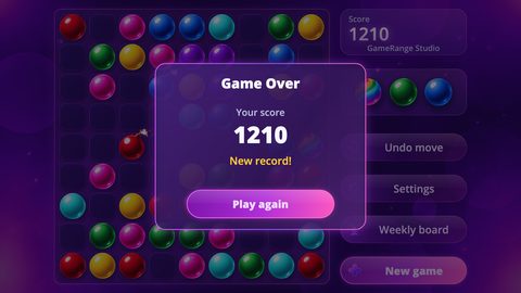 The end of a game, showing a new record